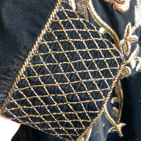 Soft Surroundings Antoinette Velvet black long embroidered beaded jacket Large - Picture 14 of 16